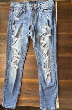 Flying Monkey Y1658A Low Rise Ankle Skinny Jeans Womens 29 Distressed Ripped